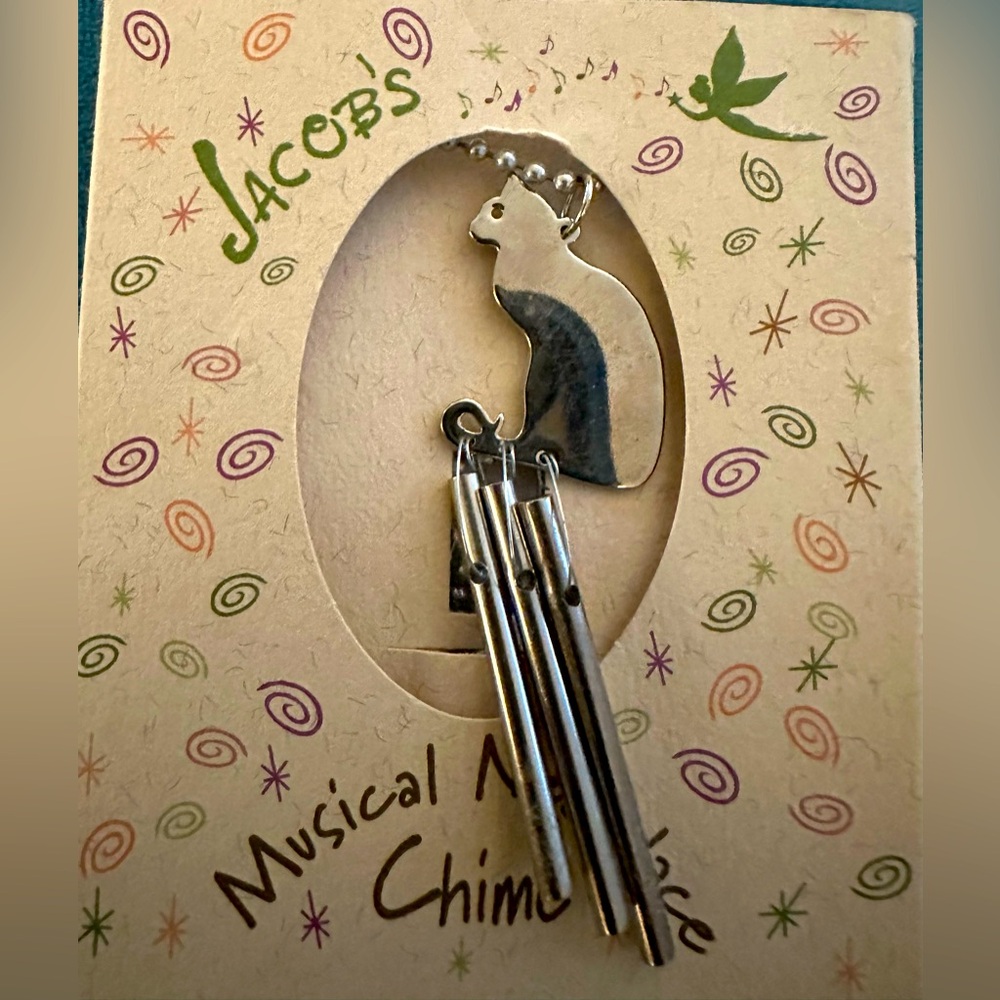 NWT Jacob's Musical Chimes Handcrafted in USA Necklace Cat Mini Wind Chime